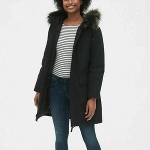 GAP | Jackets u0026 Coats | Womens Gap Luxe Long Black Winter Coat Parka Large  Hooded Fur Hood Sz Large | Poshmark